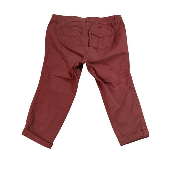 Torrid Womens Size 22 Double Buckle Maroon Pants Feel the Fit Cuffed Hem Straigh - Picture 2 of 9